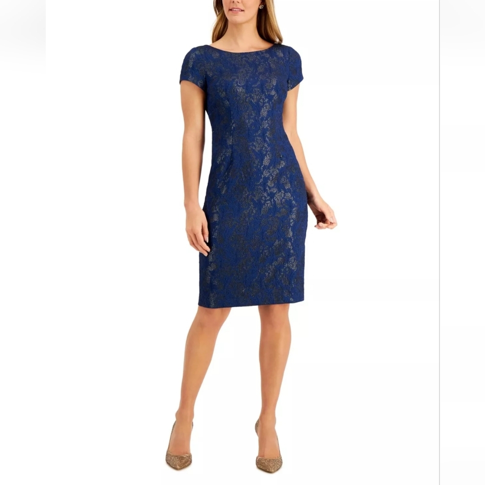 Adrianna Papell Blue Lace Dress